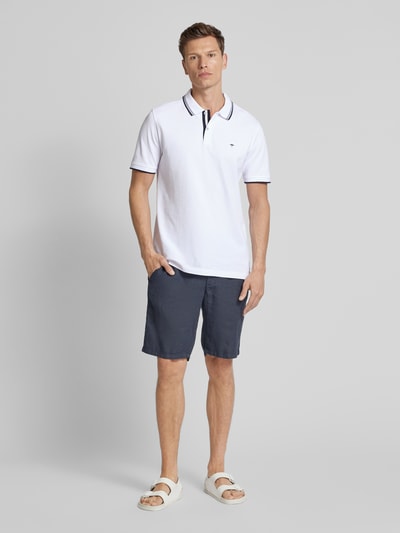 Fynch-Hatton Regular Fit Poloshirt mit Kontraststreifen Weiss 1
