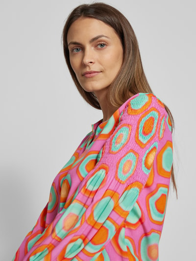 Emily Van den Bergh Blouse van viscose met all-over motief Felroze - 3