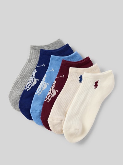 Produktfoto, bunte Socken mit Arch Support im 6er-Pack von Polo Ralph Lauren, Damen Socken, Rippenstruktur, verschiedene Farben auf grauem Hintergrund