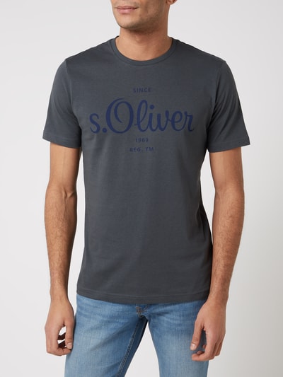 s.Oliver RED LABEL T-shirt z bawełny Antracytowy 4