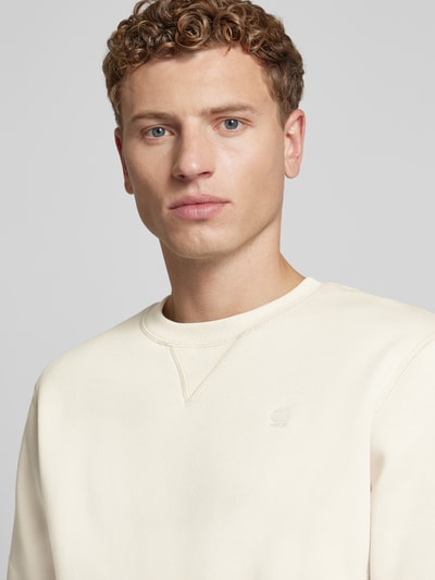 G-Star Raw Sweatshirt met ronde hals en logostitching Offwhite - 3