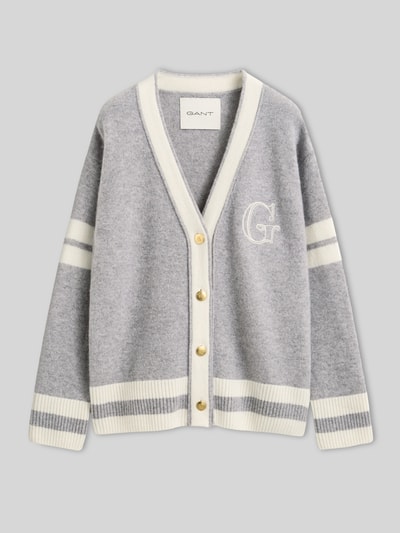 GANT Cardigan aus Wolle mit Logo-Stitching Hellgrau 2