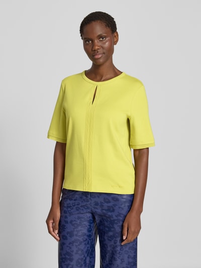 Marc Cain T-shirt met ronde hals en cut-out Appeltjesgroen - 4