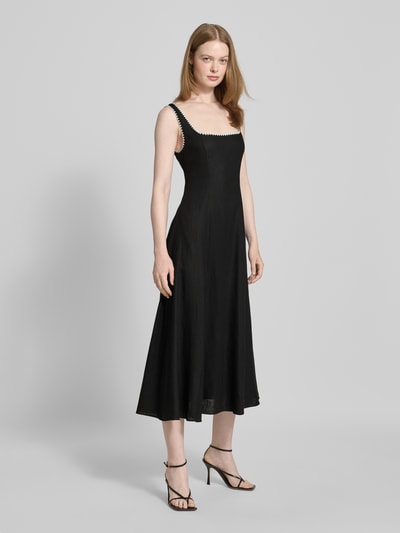Forever New Midikleid aus Leinen-Viskose-Mix mit Schnürung Modell 'Solene' Black 1