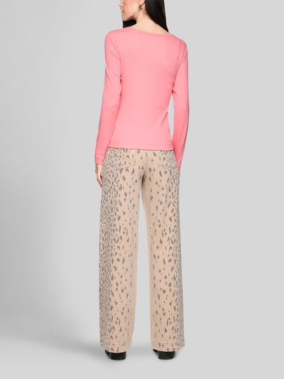 Marc Cain Shirt met lange mouwen met afgeronde zoom van puur katoen Felroze - 5