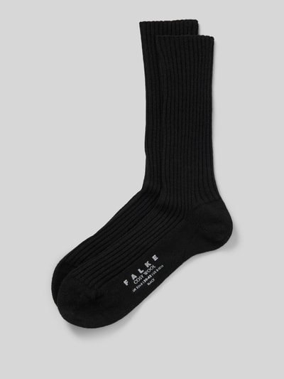 Falke Socken mit Label-Stiching Modell 'COSY' Black 1