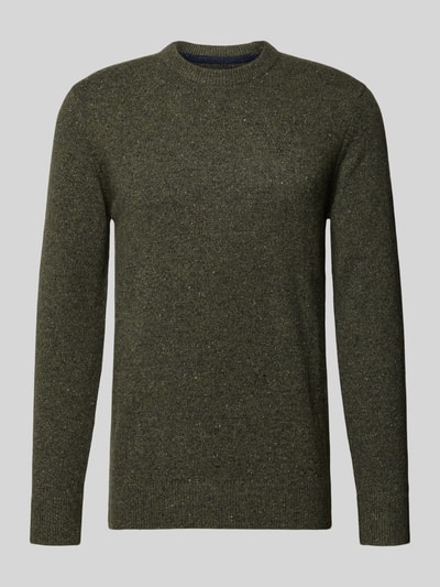 Barbour Pullover aus Woll-Seide-Mix mit Rundhalsausschnitt Modell 'TISBURY' Dunkelgruen 2