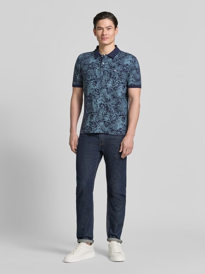 Fynch-Hatton Regular Fit Poloshirt aus Baumwolle im Allover-Look Marine 1