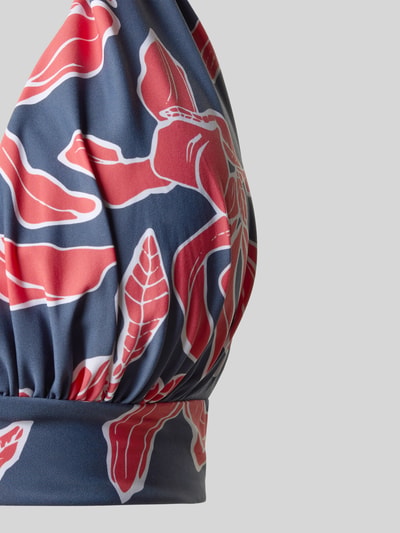 Productfoto, Bikini-Oberteil met neckholder model 'Camolo' van Barts, triangel fit, V-hals, stretch materiaalmix met striksluiting, bloemenprint