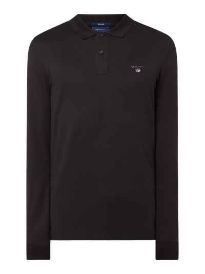 Gant Regular fit poloshirt met lange mouwen  Zwart - 2