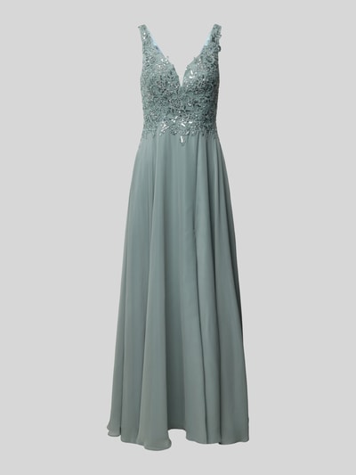 Laona Abendkleid mit Spitzenbesatz Schilf 2