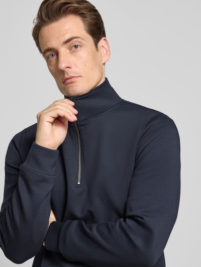 Casual Friday Sweatshirt met opstaande kraag en ritssluiting, model 'Sebastian' Marineblauw - 3