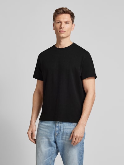 CK Calvin Klein T-shirt z prążkowanym okrągłym dekoltem Czarny 4