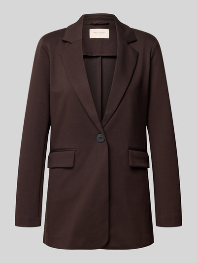 Produktfoto, Regular Fit Blazer mit Viskose-Anteil Modell 'Nanni' von FREE/QUENT, dunkelbraun, Reverskragen, Klappentaschen, glatte Textur