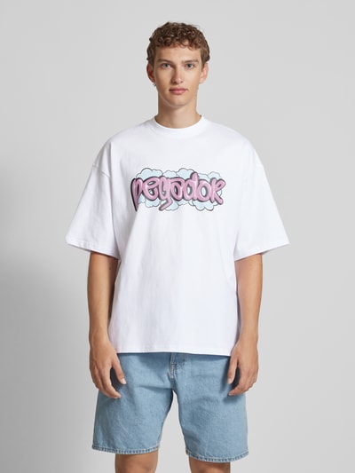 Pegador Oversized T-Shirt mit Label-Print Modell 'BREEN' Weiss 4