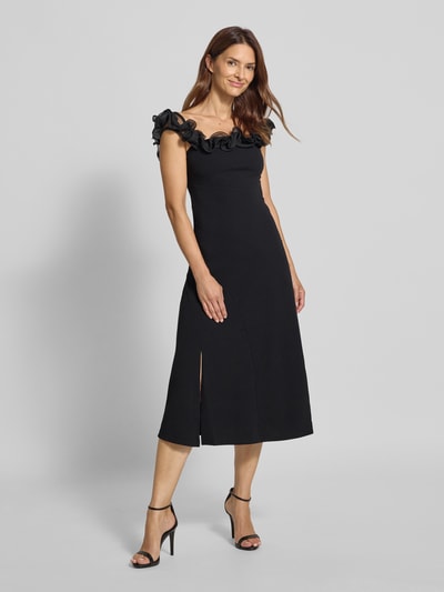 Lipsy Knielange cocktailjurk met ruches Zwart - 1