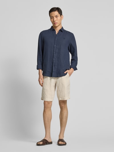 Mazine Regular fit korte linnen broek met steekzakken Offwhite - 1