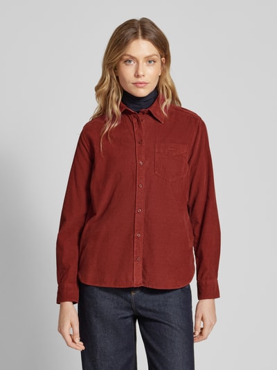 Gant Regular fit corduroy blouse met borstzak Bordeaux - 4