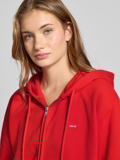 Levi's® Bluza rozpinana z naszywką z logo i kieszenią kangurką Czerwony 3