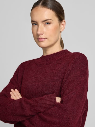 ICHI relaxed fit gebreide pullover met wol model 'Sage' Bordeaux - 3