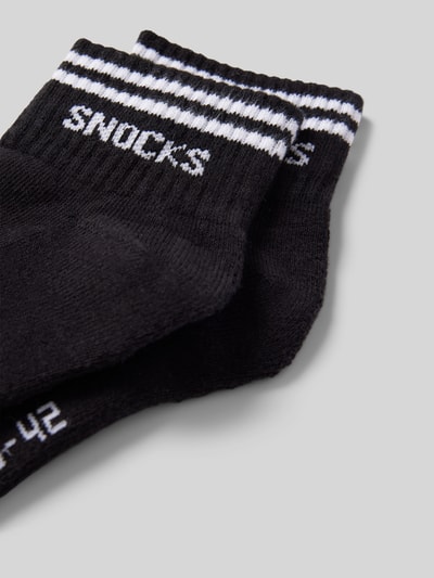 Snocks Socken mit Label-Stitching Modell 'Retro' Black 2