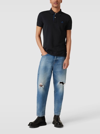 Gant Poloshirt met labelstitching Zwart - 1