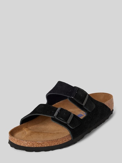 Birkenstock Slippers van leer met doornsluiting, model 'Arizona' Zwart - 1