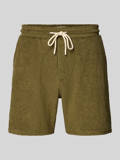Produktfoto, Shorts aus Frottee mit Tunnelzug Modell 'TONY' von Shiwi in Oliv, Baumwoll-Mix, Regular-Fit, strukturierte Oberfläche