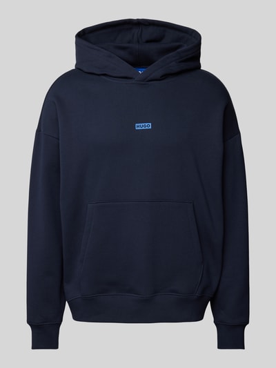 Hugo Blue Regular Fit Hoodie mit Label-Print Modell 'Nazardo' Dunkelblau 1