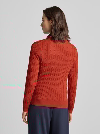 Gant Gebreide pullover met ribboorden Roestrood - 5