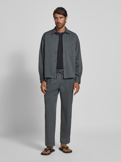 JAKE*S STUDIO MEN Slim Fit Freizeithemd mit Kentkragen Rauchblau 1