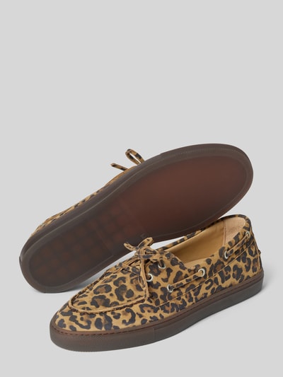 Productfoto, Schnürschuhe aus echtem Leder van Copenhagen, afgeronde vorm, vetersluiting, gestructureerde zool, maat 40: hak 2 cm, schachthoogte 6 cm, schachtwijdte 12 cm, bruin met luipaardprint