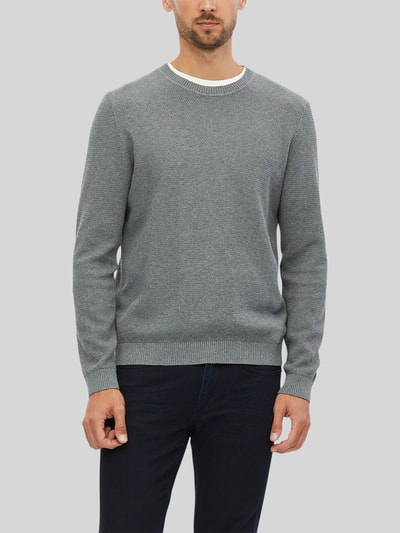 s.Oliver RED LABEL Pullover mit Strukturstrickoptik aus reiner Baumwolle Mittelgrau 3