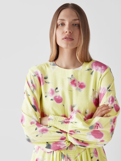 ROTATE BIRGER CHRISTENSEN Minikleid mit floralem Allover-Muster Hellgelb 3