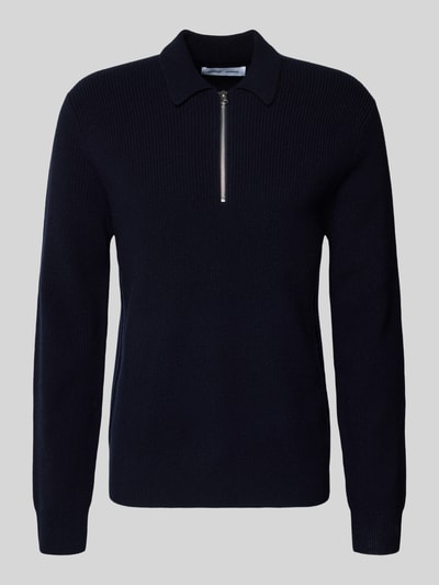 Samsøe Samsøe Strickpullover aus Wolle mit Reißverschluss Modell 'ISAKS' Dunkelblau 2