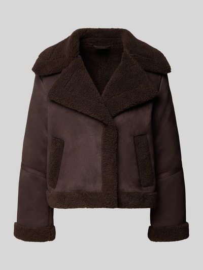 Vero Moda Regular fit jack in leerlook met voering van teddybont, model 'HARPER' Chocoladebruin - 2