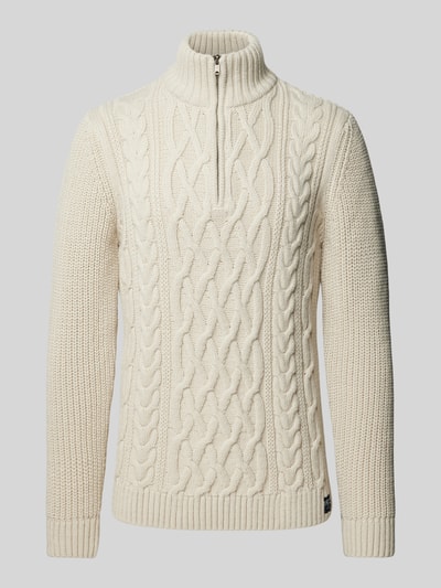 Superdry Strickpullover mit Zopfmuster Modell 'Jacob' Offwhite 1