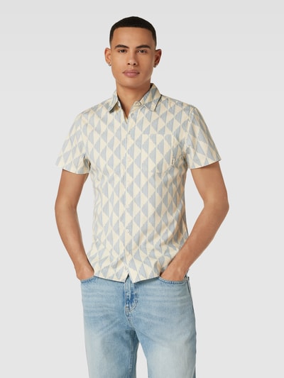 Blend Slim Fit Freizeithemd mit Allover-Muster Modell 'RHOMBUS' Hellblau 4