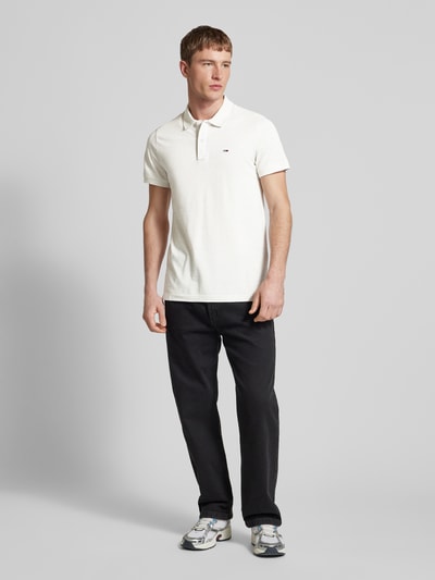 Tommy Jeans Slim fit poloshirt met logostitching Lichtgrijs gemêleerd - 1