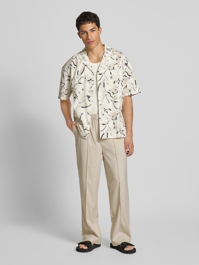 Pegador Wide leg stoffen broek met vaste persplooien, model 'Belds' Offwhite - 1