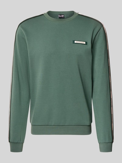 Produktfoto, Sweatshirt mit Label-Details und Rundhalsausschnitt von EA7 Emporio Armani in Grün, Baumwoll-Mix, Regular Fit, glatte Struktur