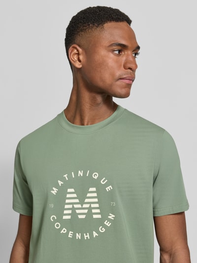 Matinique t-shirt z nadrukiem z logo model 'Jeramy' Trzcinowy 3