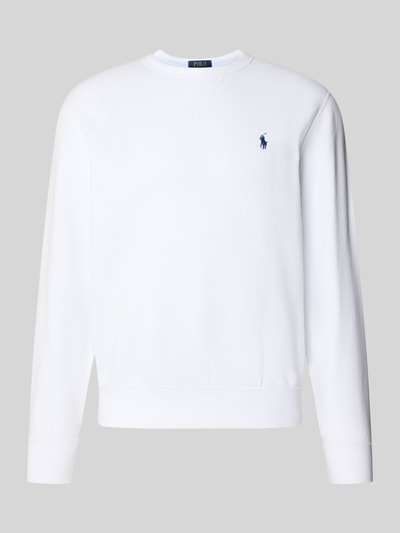 Produktfoto, Regular Fit Sweatshirt aus Baumwoll-Mix von Polo Ralph Lauren, wit, unikleurig, crew neck, lange mouwen, geribde boorden, sweatmateriaal