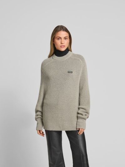 ROTATE Oversized Wollpullover in Strick-Optik Mittelgrau 4