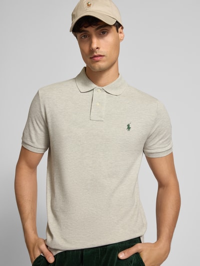 Polo Ralph Lauren Custom slim fit poloshirt met labelstitching Lichtgrijs - 3