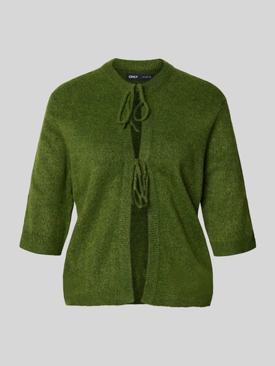 Produktfoto, groene gebreid jack Regular Fit met vetersluiting model 'SIMONI' van ONLY, Dames pullover