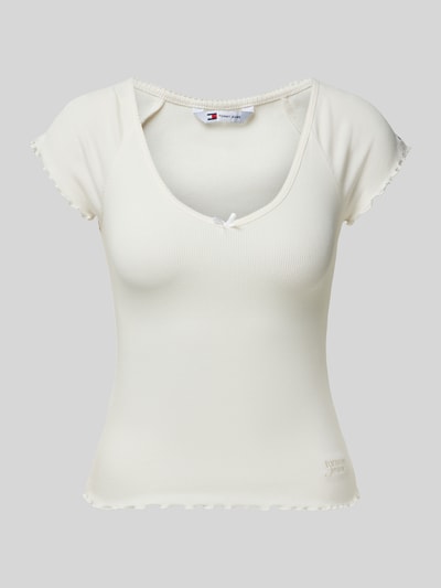 Tommy Jeans T-Shirt mit tiefem U-Ausschnitt Offwhite 1