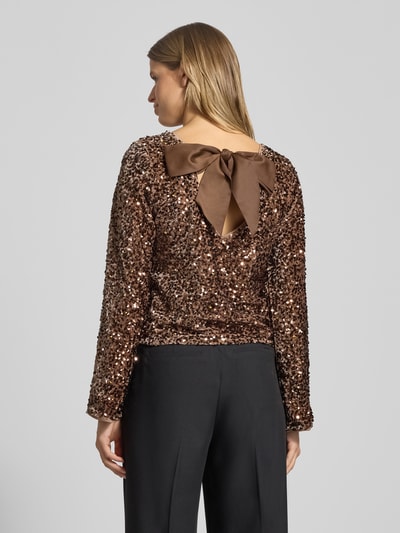 Only Regular Fit Langarmshirt mit Pailletten Modell 'CONFIDENCE' Hellbraun 5