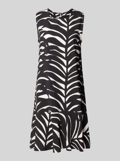 Produktfoto, Knielanges Kleid aus Viskose-Mix Modell 'Wenola' von OPUS in Schwarz-Weiß mit floralem Allover-Print, Relaxed-Fit, ärmelloses Design, glatte Textur