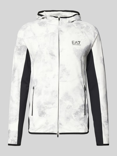 EA7 Emporio Armani Sweatjacke mit Label-Print Modell 'VIGOR' Hellgrau 1